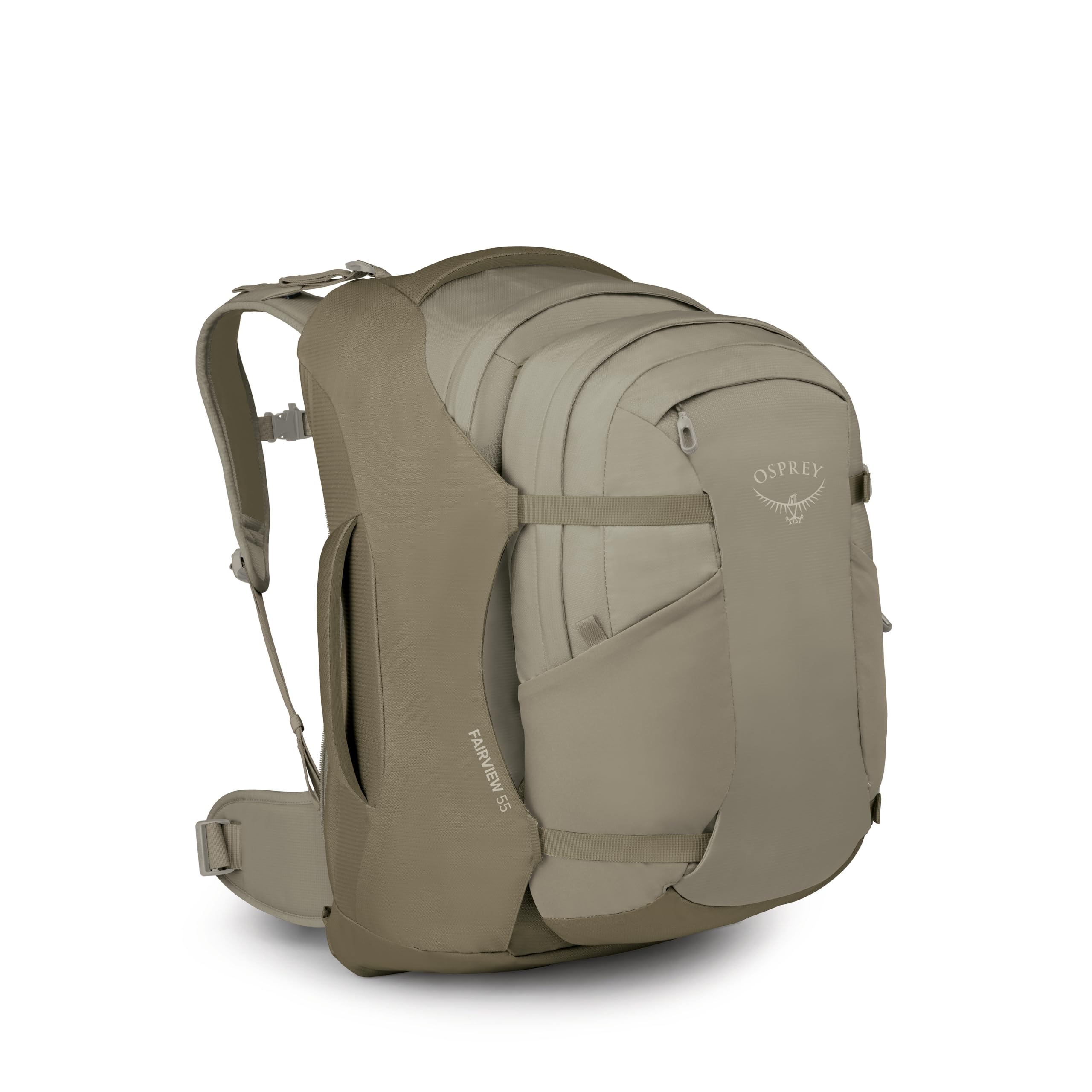Osprey Fairview 55L Womens Travel Backpack - Carry On Bag with Personal Item Sized Detachable Daypack, Sawdust-Olive Tan