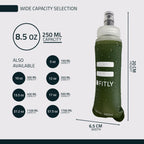 Soft Flask - 8.5 oz (250 ml) - Shrink As You Drink Pocket Soft Water Bottle for Hydration Pack/Running Vest - Folding Water Bott