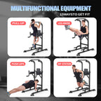 Power Tower Adjustable Height Pull Up Dip Station Multi-Function Home Strength Training Fitness Workout Station For Home Gym (K)