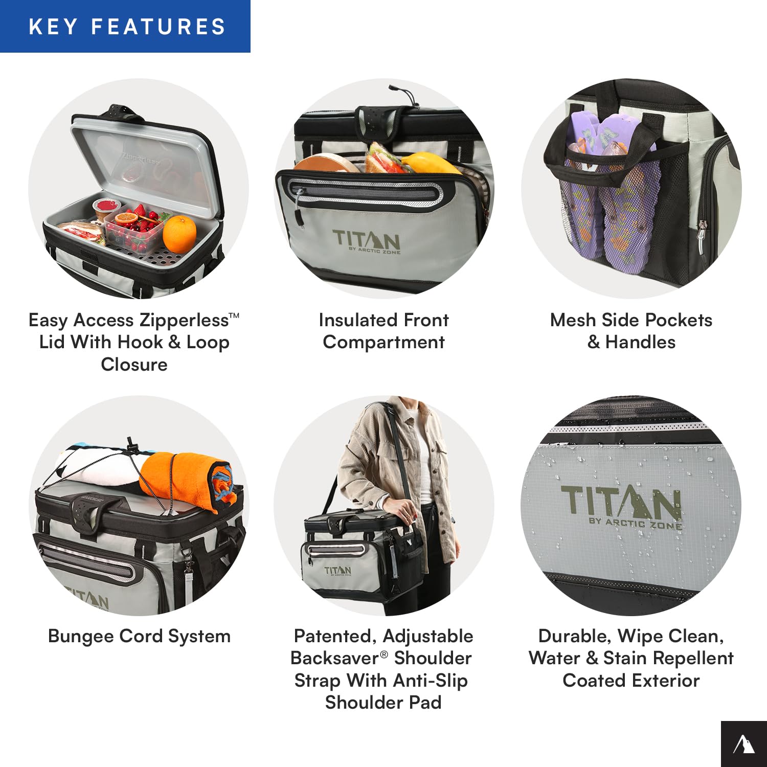 Titan by Arctic Zone 30 Can Zipperless Soft Cooler with HardBody Liner, Seagrass