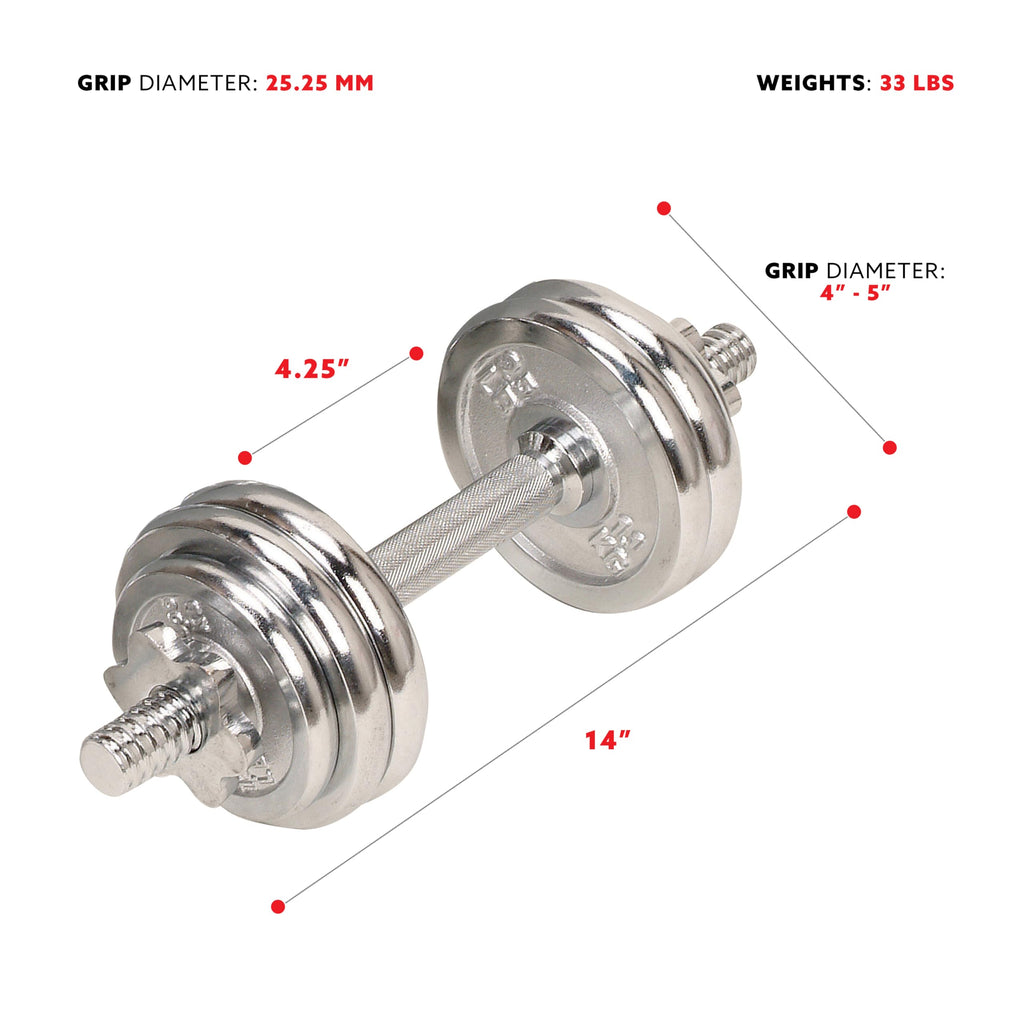 Sunny Health & Fitness 33Lb Chrome Dumbbell Set W/ Carry Case - No. 014