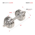 Sunny Health & Fitness 33Lb Chrome Dumbbell Set W/ Carry Case - No. 014