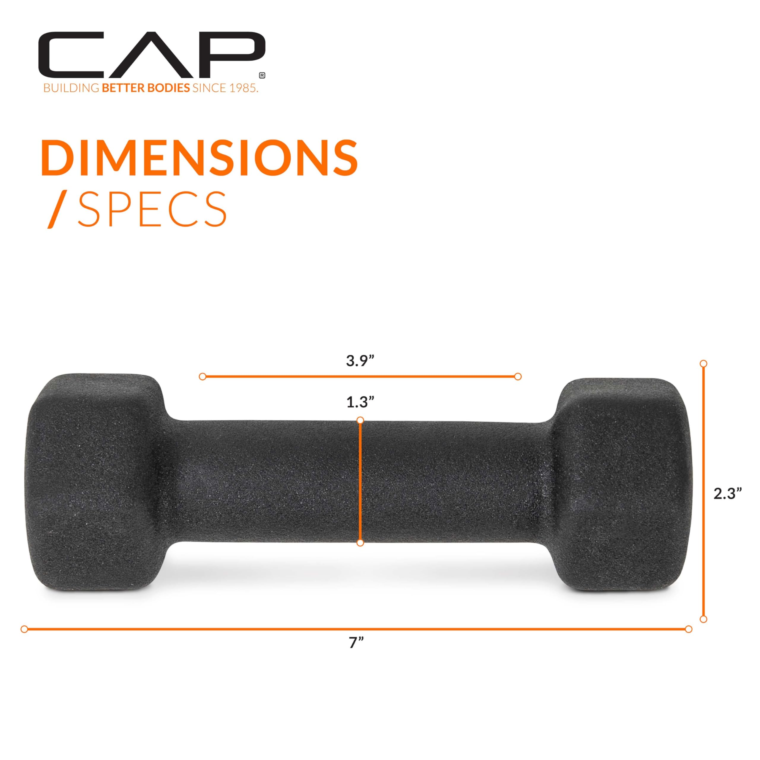 Cap Barbell Neoprene Dumbbell Weights, 4 Lb Pair, Black