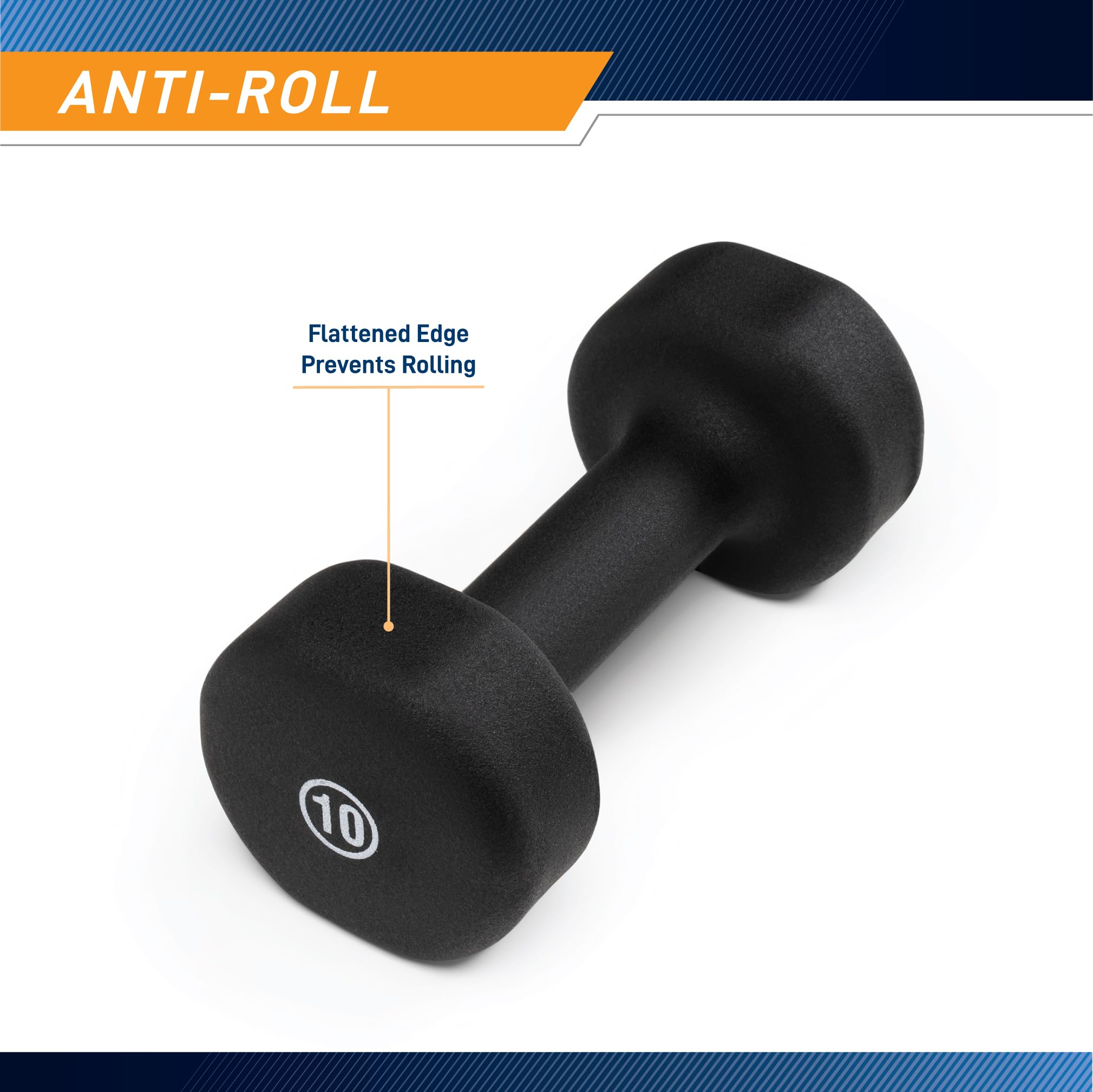 Marcy Neoprene Dumbbell, Single Piece, 10-Lb, Midnight Black