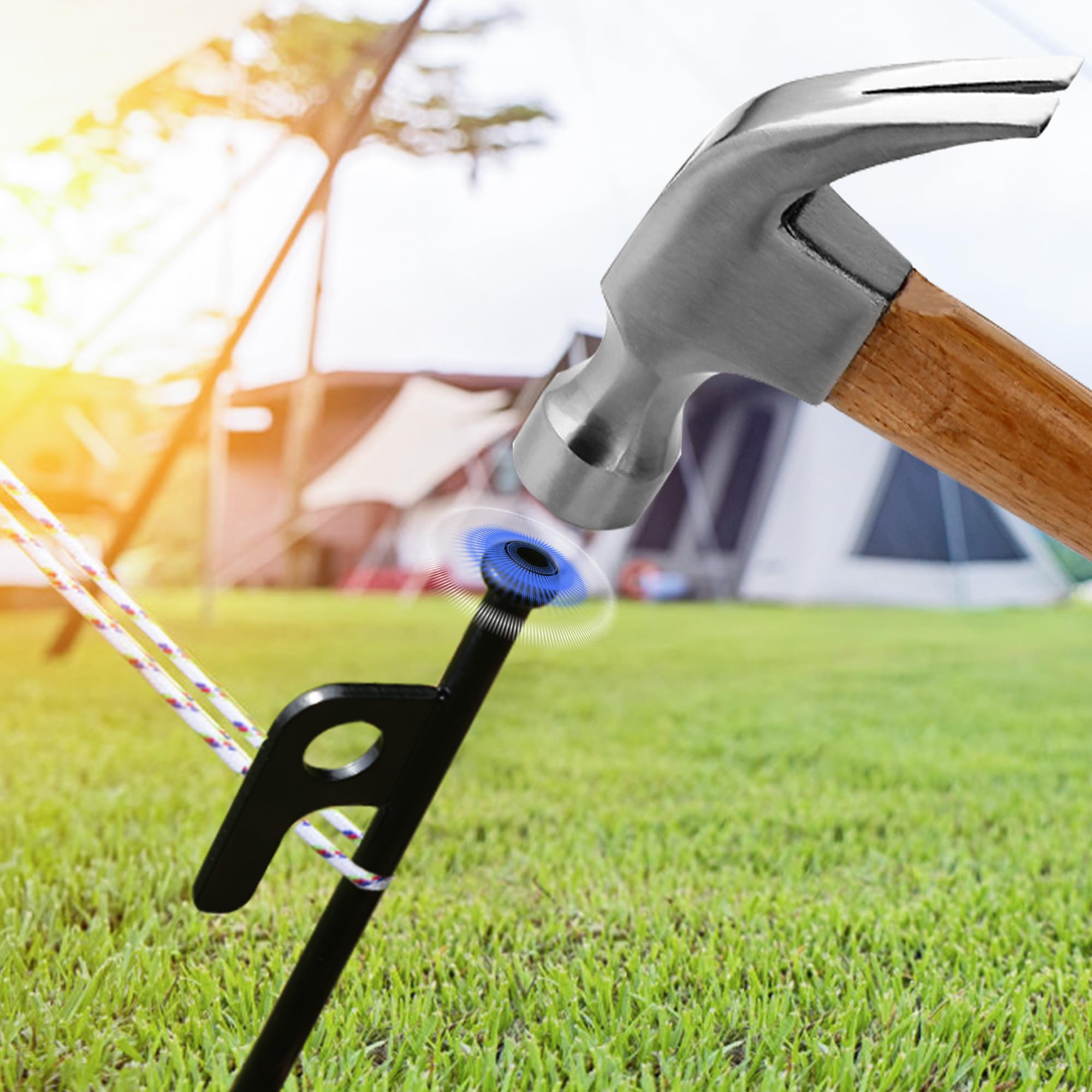 Rinvee 12 Pack Tent Stakes Heavy Duty Forged Steel Camping Stakes For Ground Outdoor Decorations Canopy