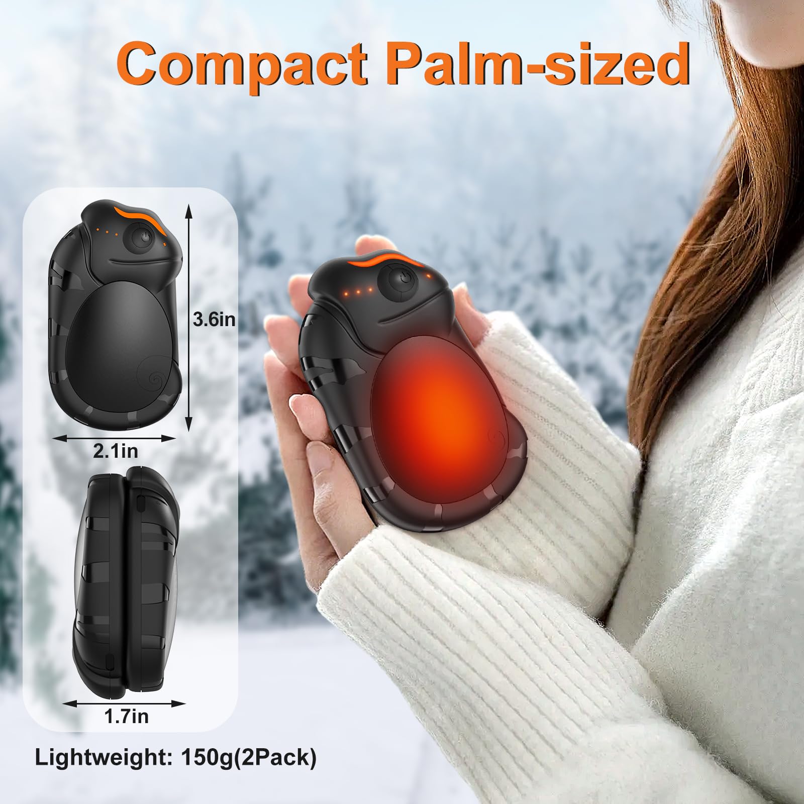 Netraty Hand Warmers Rechargeable 2 Pack, 6000Mah Chameleon Electric Hand Warmers, Up To 20Hrs Stocking Stuffers, White Elephant