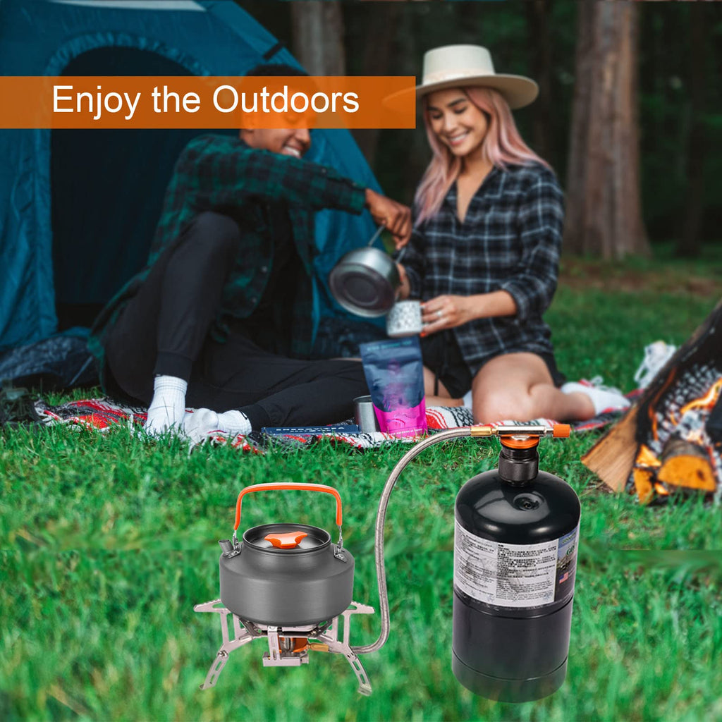 Portable Backpacking Stove With Piezo Ignition Windproof Camping Gas Stove Camp Stove Foldable Burner With Propane Canister Adap