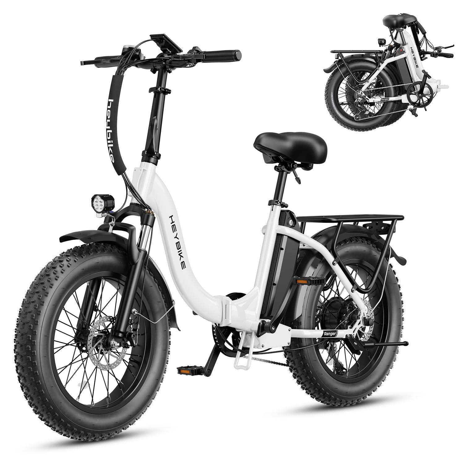 Heybike Ranger Electric Bike for Adults, Peak 1400W Upgraded Motor Ebike, 28MPH [20 Fat Tire All-Terrain] 600Wh Removable Batter