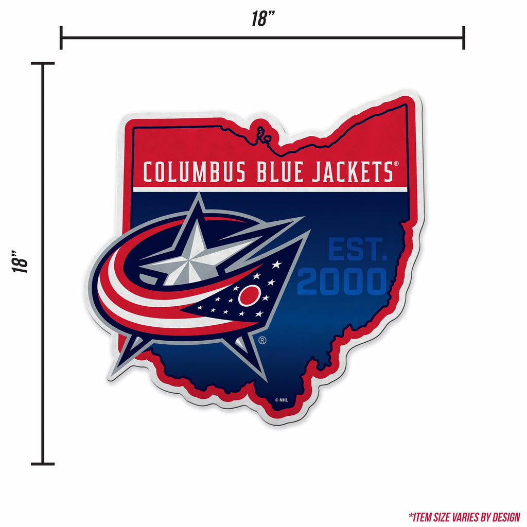 Rico Industries Nhl Columbus Blue Jackets State Shape Shape Cut Pennant - Home And Living Room D  Cor - Soft Felt Ez To Hang, 18