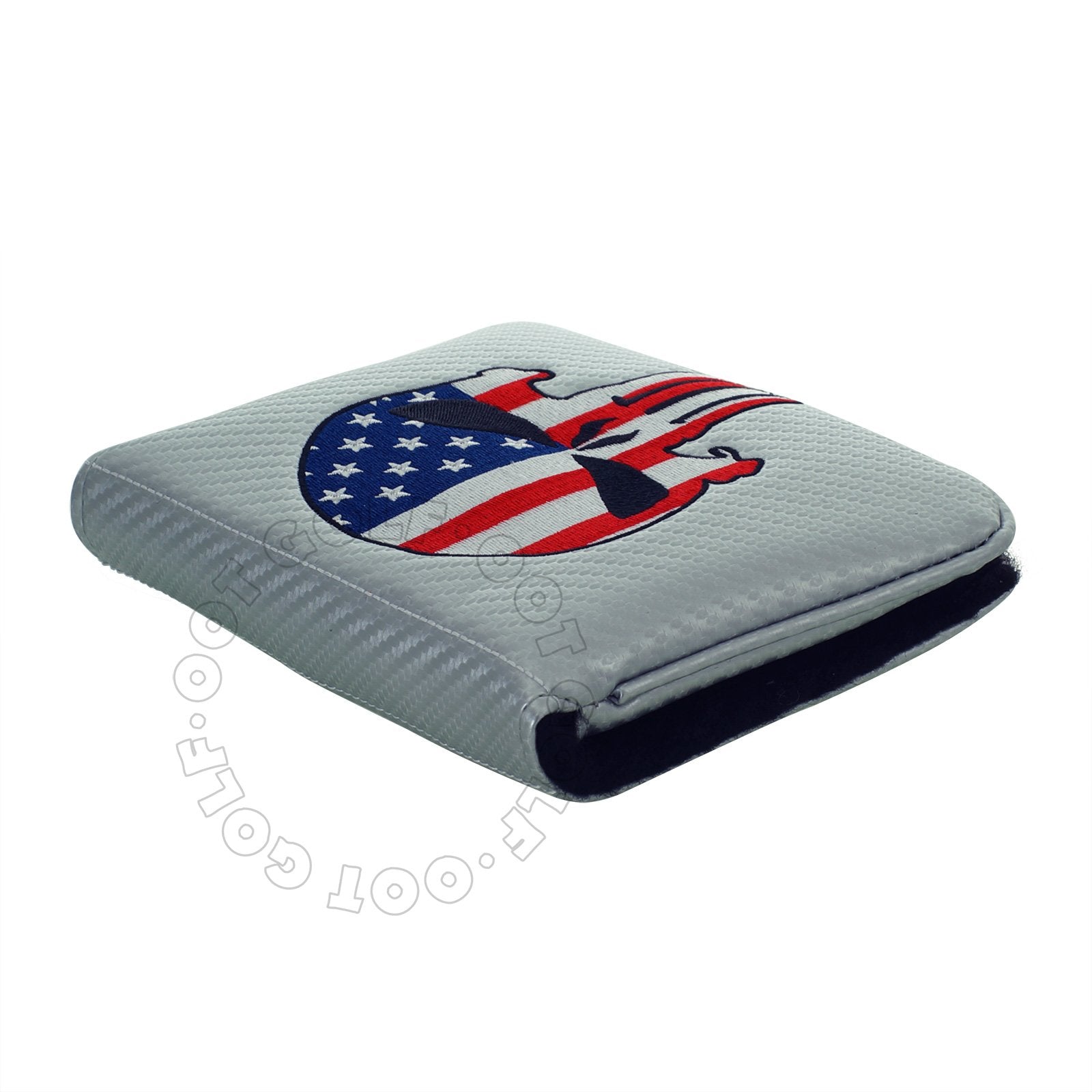 19Th Hole Custom Shop Us Flag Punisher Skull Golf High-Moi Mallet Putter Head Cover, Right Heand, Silver