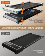 FUNRAY Versatile Walking Pad with Incline - Dual-Sided Under Desk Treadmill with Foot Massage,Portable Compact Treadmills with 3