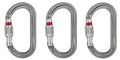 Petzl OK Carabiner - Oval Carabiner for Use with Pulleys and Ascenders for Climbing and Glacier Travel - Screw-Lock - 3-Pack