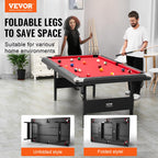 VEVOR Billiards Table, 7 ft Pool Table, Portable Foldable Space-Saving Table, Billiard Table Set Includes Balls, Cues, Chalks an