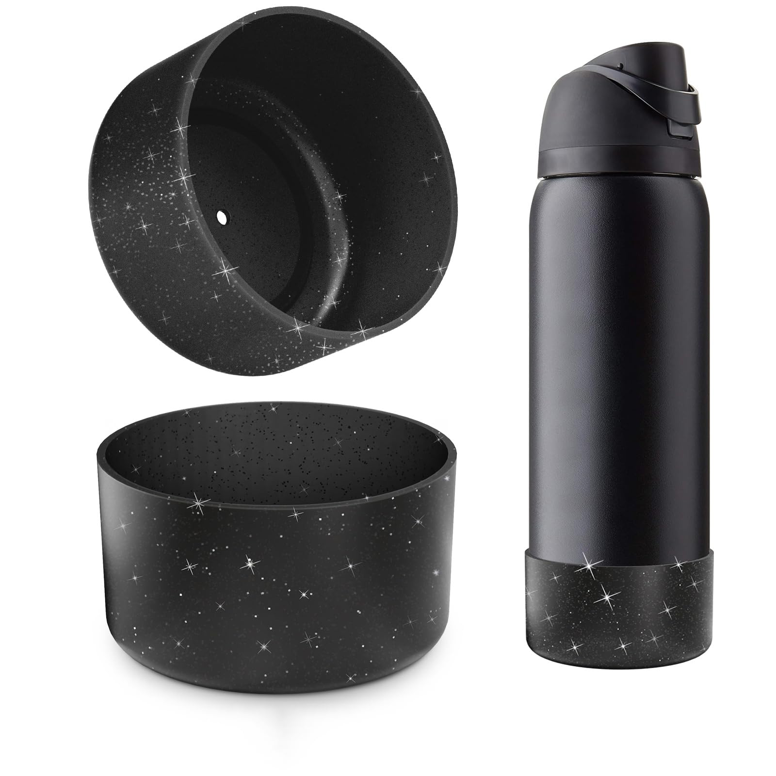 Beonsky 2 PCS Glitter Silicone Boot for Owala Water Bottle 32 oz, Anti-Slip Protective Sleeve for FreeSip/Twist/Flip Stainless S