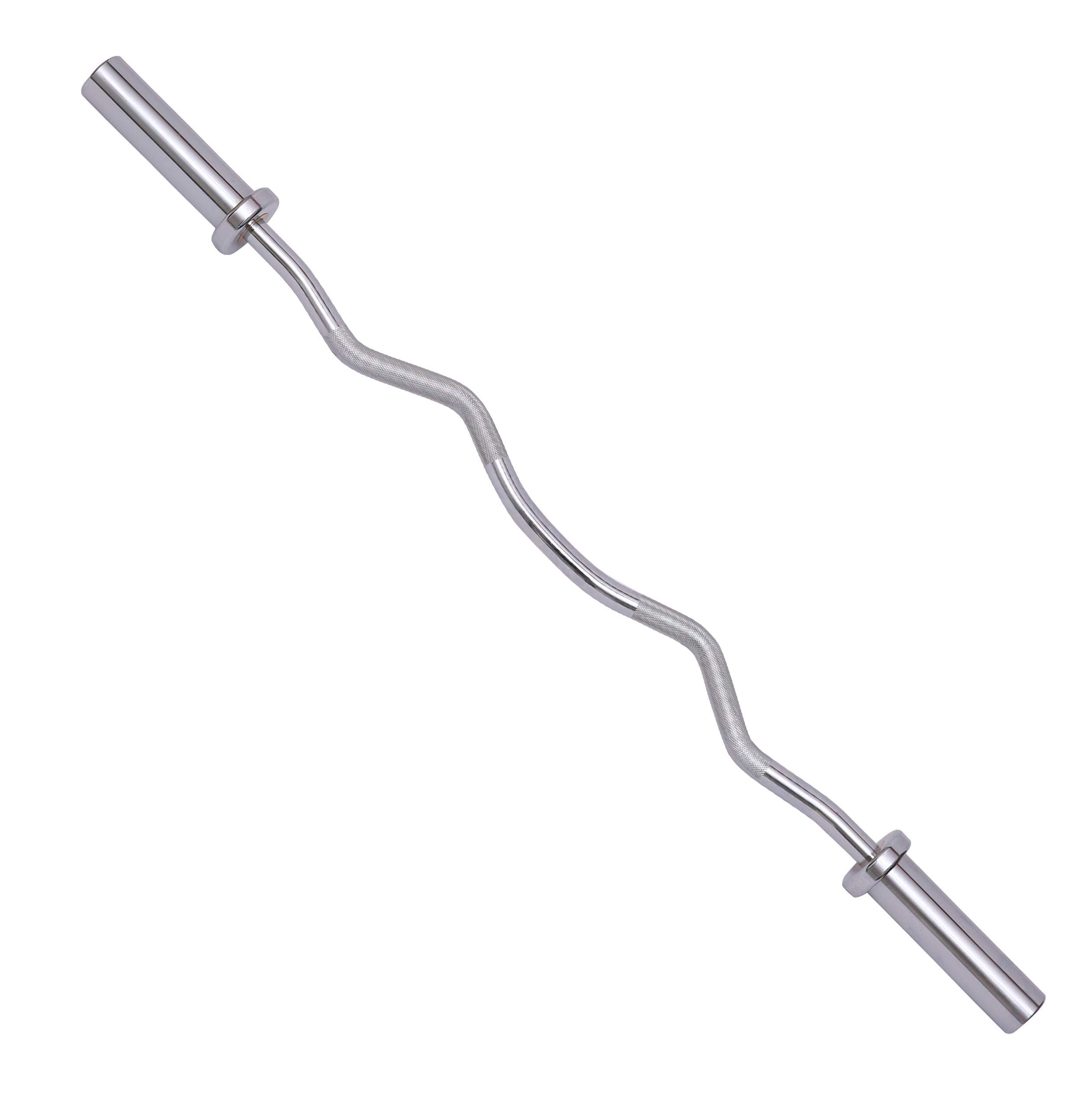 Signature Fitness Standard Olympic Super Curl Barbell Curl Bar Threaded Curl Bar, 48 Inch, New-Cb4S