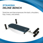 Stamina Inline Back Stretch Bench Upper And Lower Back Stretcher - No Inversion Decompression Fitness Equipment - Up To 250 Lbs