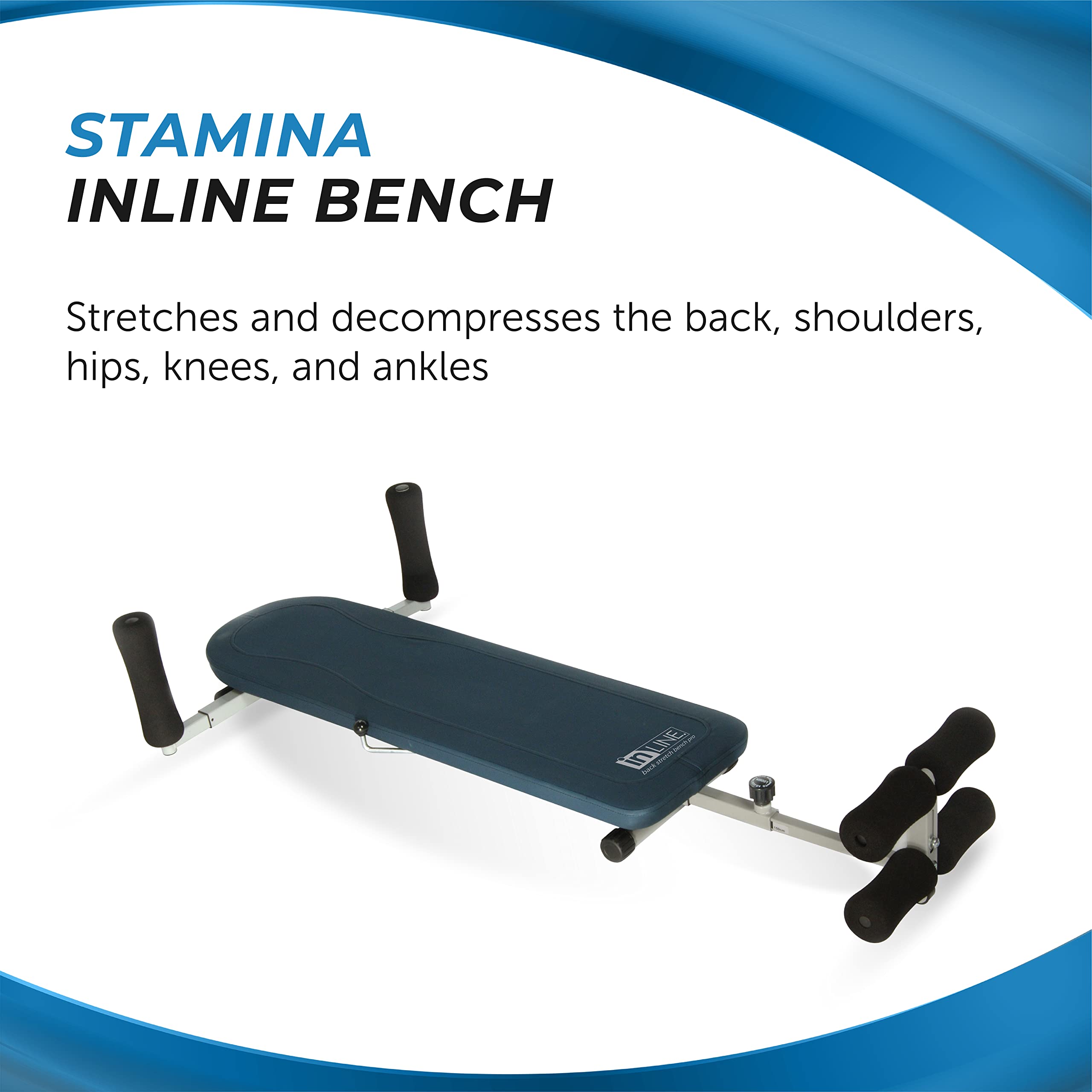 Stamina Inline Back Stretch Bench Upper And Lower Back Stretcher - No Inversion Decompression Fitness Equipment - Up To 250 Lbs