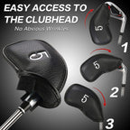 Finger Ten Golf Iron Head Covers Value 12 Piece Set, Synthetic Leather Deluxe Club Headcover, Universal Fit Main Iron Clubs (1 S