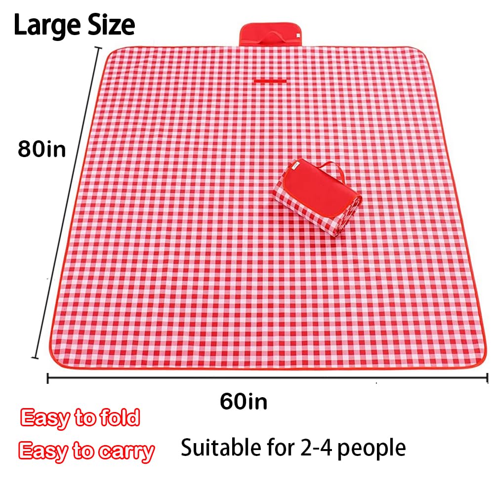 Ruibolu Large Picnic Blankets,Beach Blanket Sandproof Beach Mat For 3-5 Adults Waterproof Quick Drying Outdoor Picnic Mat For Tr