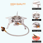 Portable Backpacking Stove With Piezo Ignition Windproof Camping Gas Stove Camp Stove Foldable Burner With Propane Canister Adap