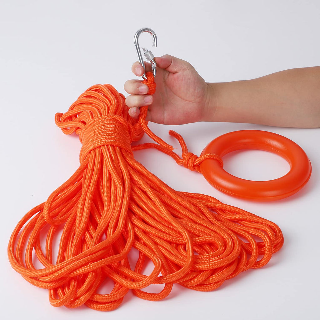 Water Floating Lifesaving Rope 98.4Ft, Outdoor Professional Throwing Rope Rescue Lifeguard Lifeline With Bracelet/Hand Ring For