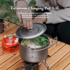 Ibasingo 1300Ml Outdoor Titanium Pot With Lid Folding Handle Camping Hiking Picnic Ultralight Bowl Tableware Only 166.5G Ti2043C