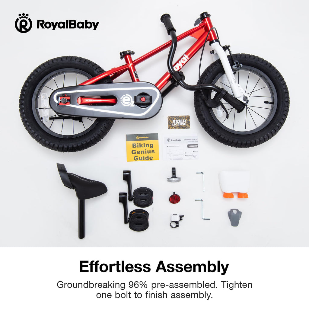Royalbaby Ez Toddlers Kids Bike, 14 Inch Wheel Bicycle With Quick Release Crank For Beginners Boys Girls Ages 3-5 Years, Easy Le