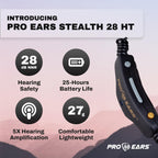 Pro Ears Stealth 28 Htbt, Advanced Bluetooth Ear Protection, 28 Db Noise Reduction, Custom Comfort Fit, 15-Hr Battery Life, For