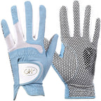 Gh Womens Leather Golf Gloves One Pair - Plain Both Hands (Blue, 20 (M))