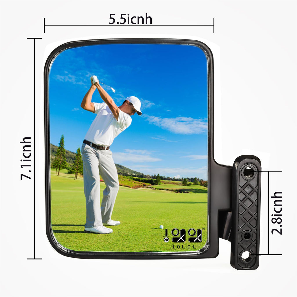 10L0L Golf Cart Side Mirrors Compatible With Yamaha Club Car Ez-Go And Others Round Or Square Tube Golf Cart Roof Bracket, No-Dr