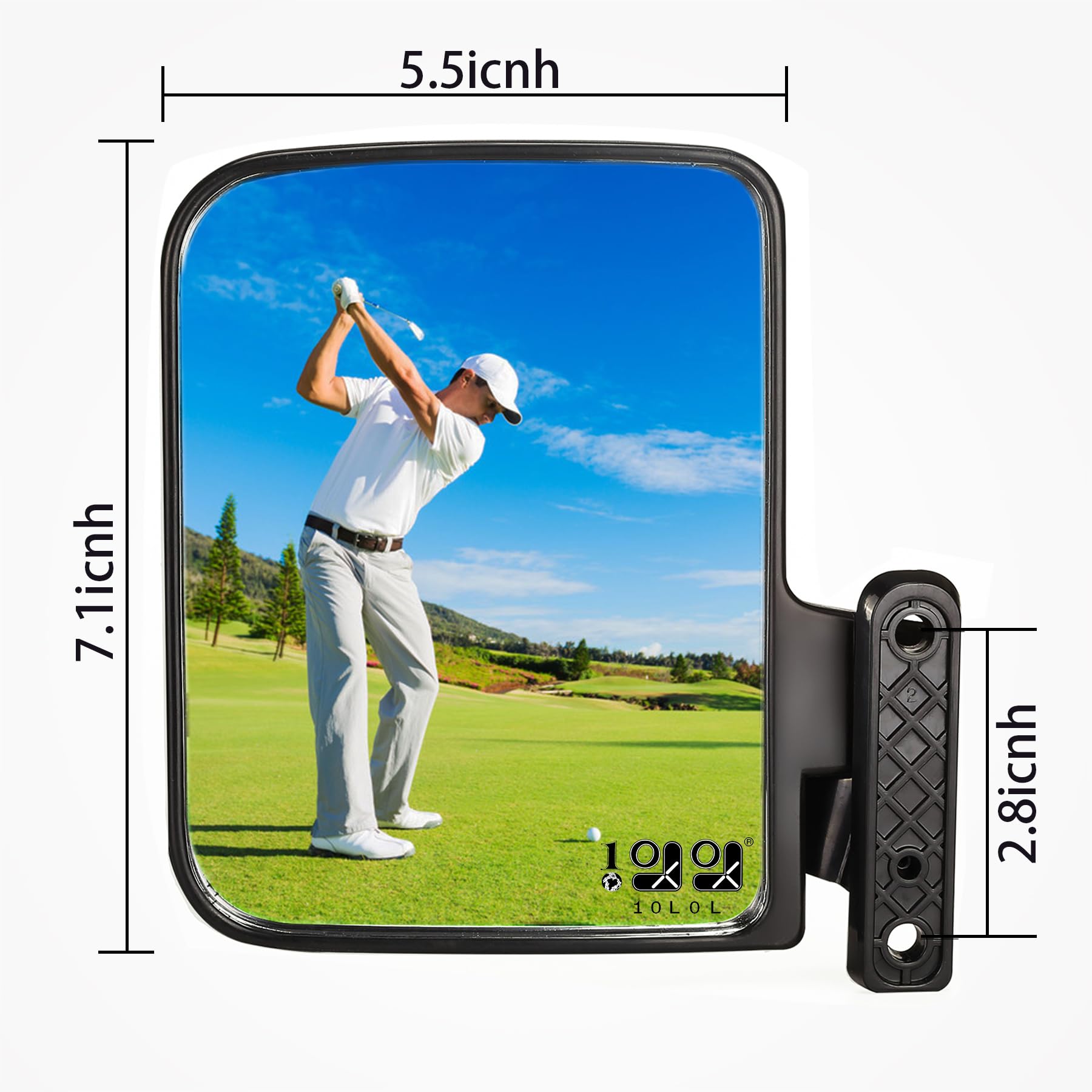 10L0L Golf Cart Side Mirrors Compatible With Yamaha Club Car Ez-Go And Others Round Or Square Tube Golf Cart Roof Bracket, No-Dr