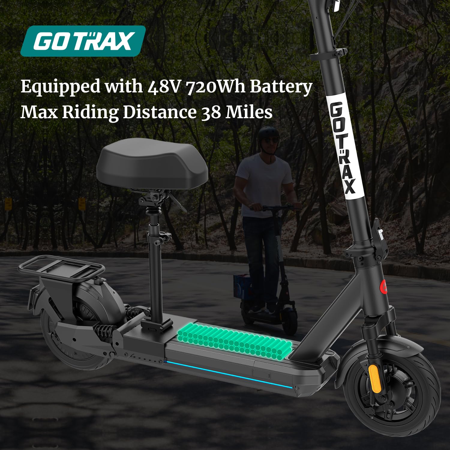 Gotrax Eclipse Ultra Saddle Electric Scooter, 20MPH, 28Miles, Adjustable Handlebar Height, Foldable, Detachable Seat, Cruise Con