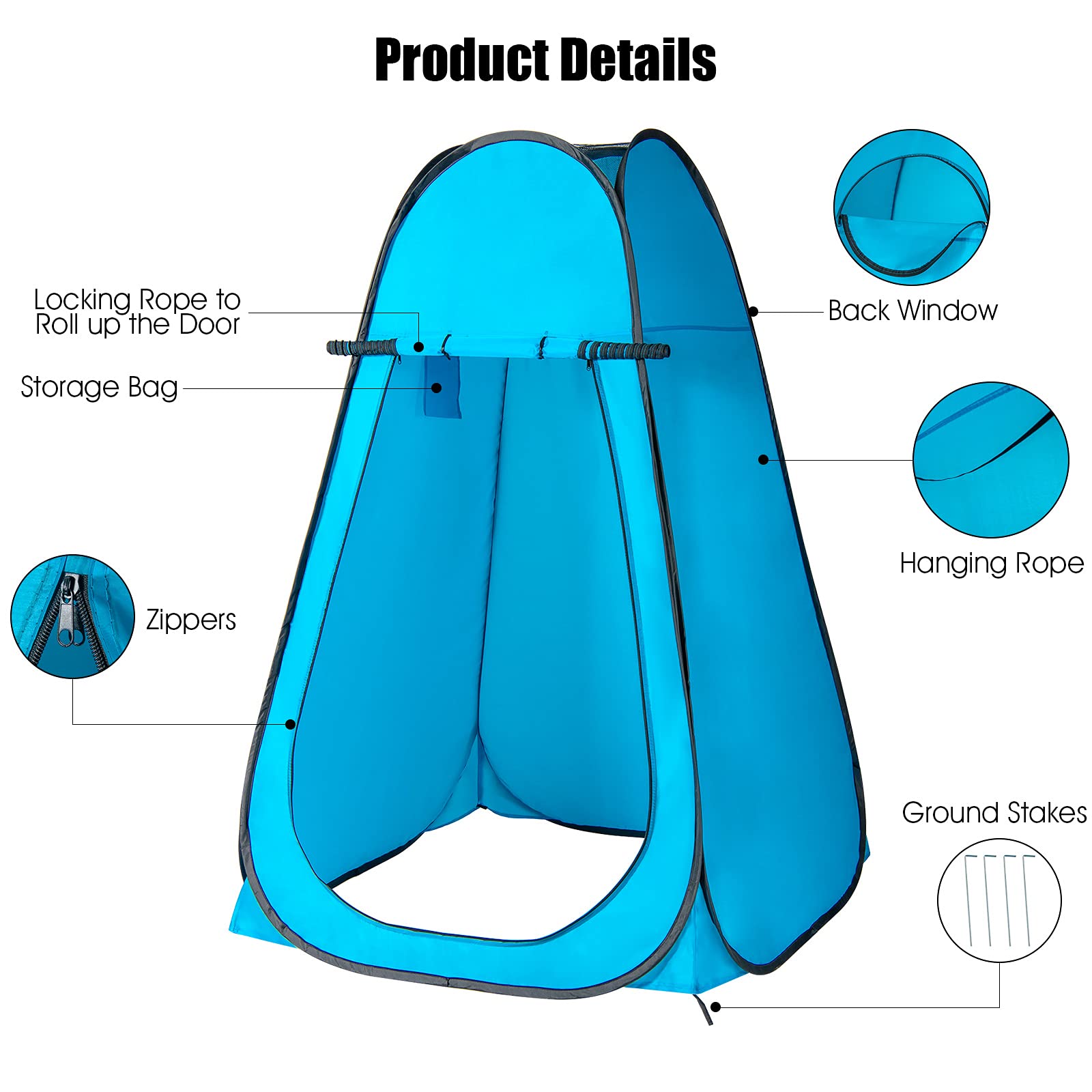 Giantex Pop-Up Privacy Tent, Shower Tent Portable Changing Room W/Carry Bag, Camping Toilet Bathroom, Privacy Shelter For Campin