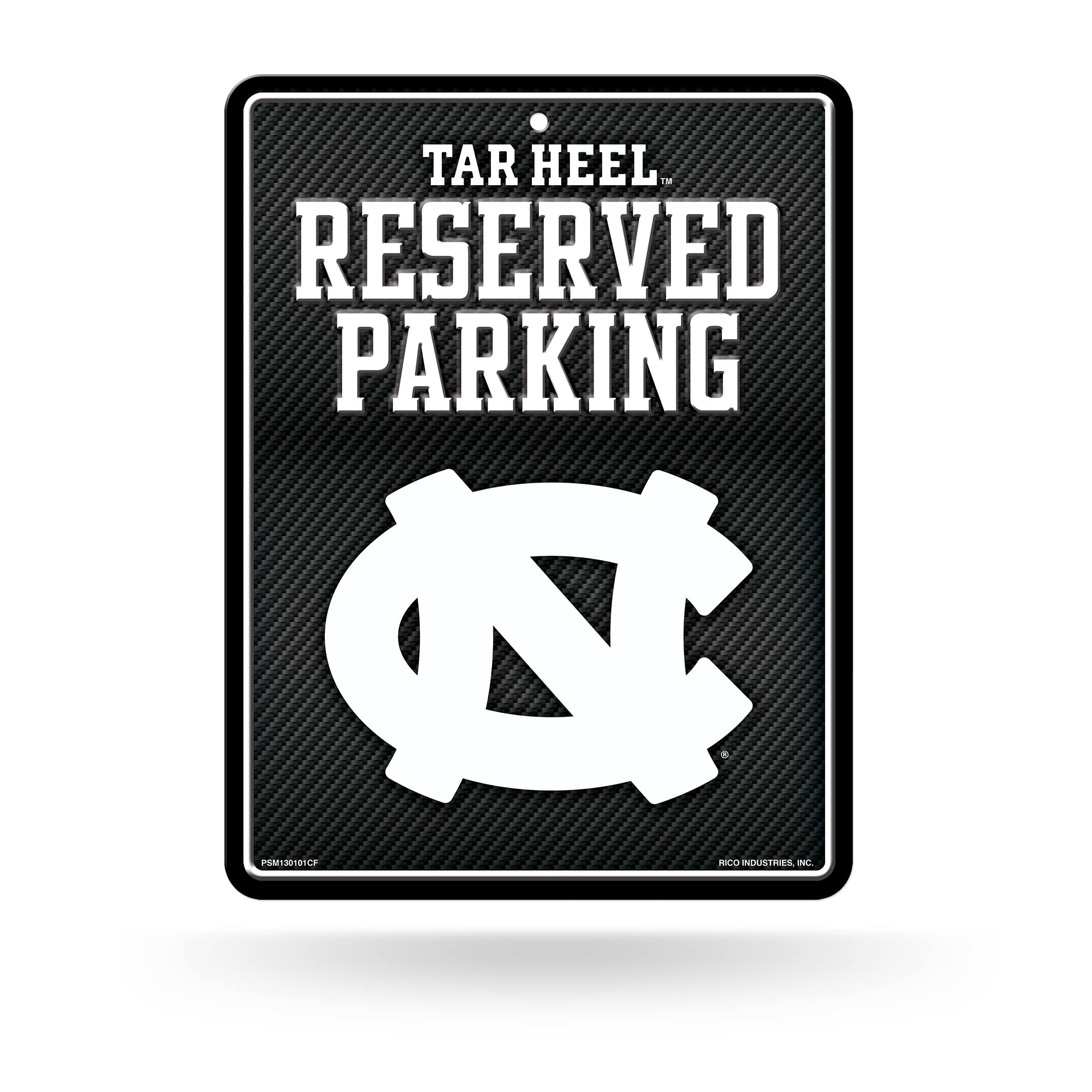 Rico Industries NCAA North Carolina Tar Heels Metal Parking Sign 8.5 x 11 Carbon Fiber Metal Parking Sign - Great for Man Cave, 