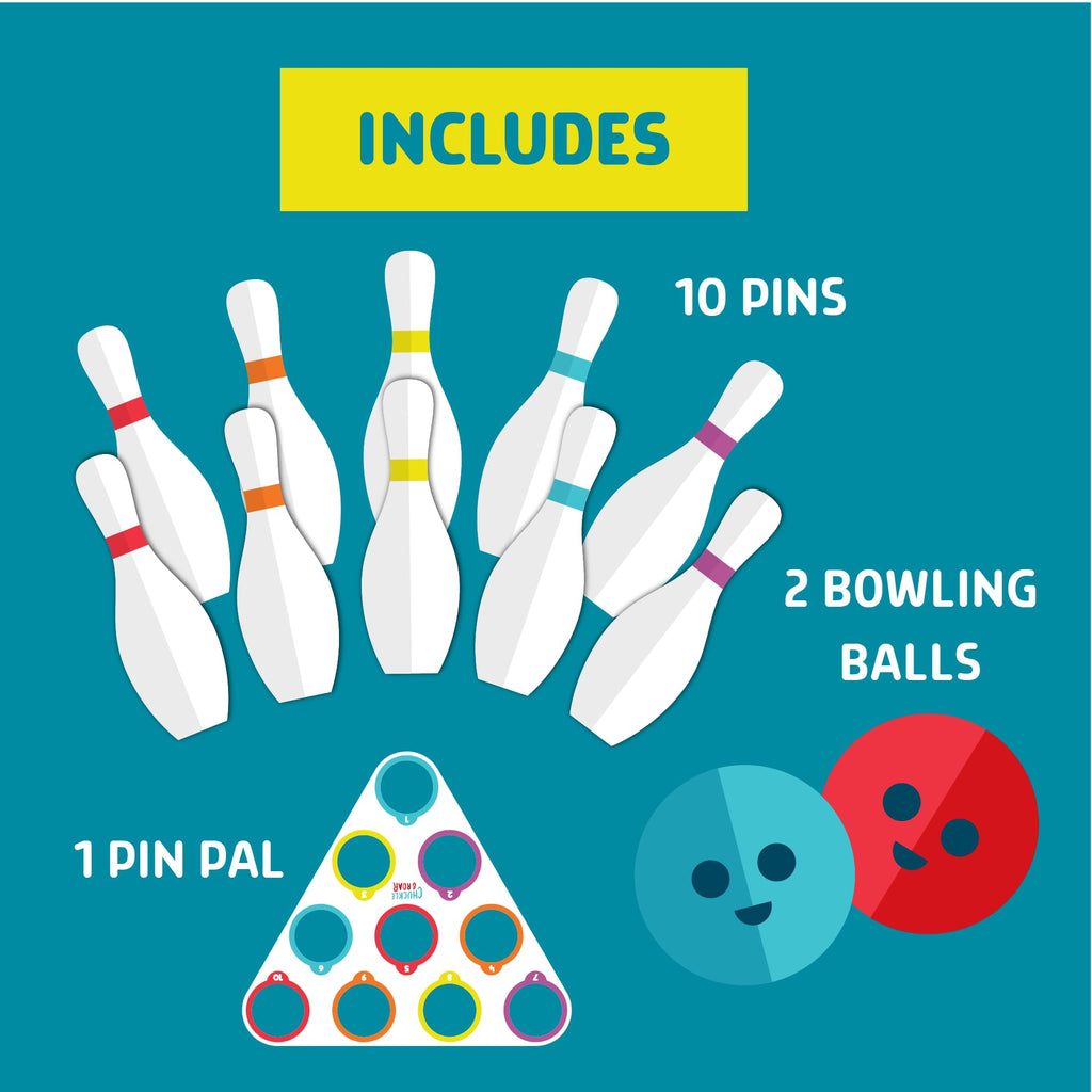 Chuckle & Roar - 10 Pin Bowling Set - New Family Game Night Staple - Easy Setup And Cleanup - Great For Indoor Game Time - Ages