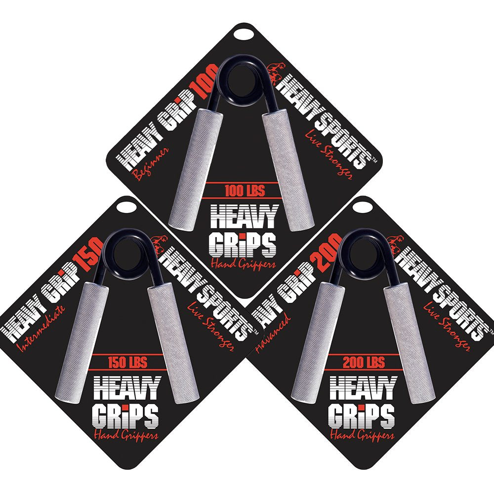 Heavy Grips Hand Grippers - Set Of 3 Non-Slip - 100Lb, 150Lb, 200Lb - Effectively Train Your Hand Grip Strength - Targeted Forea