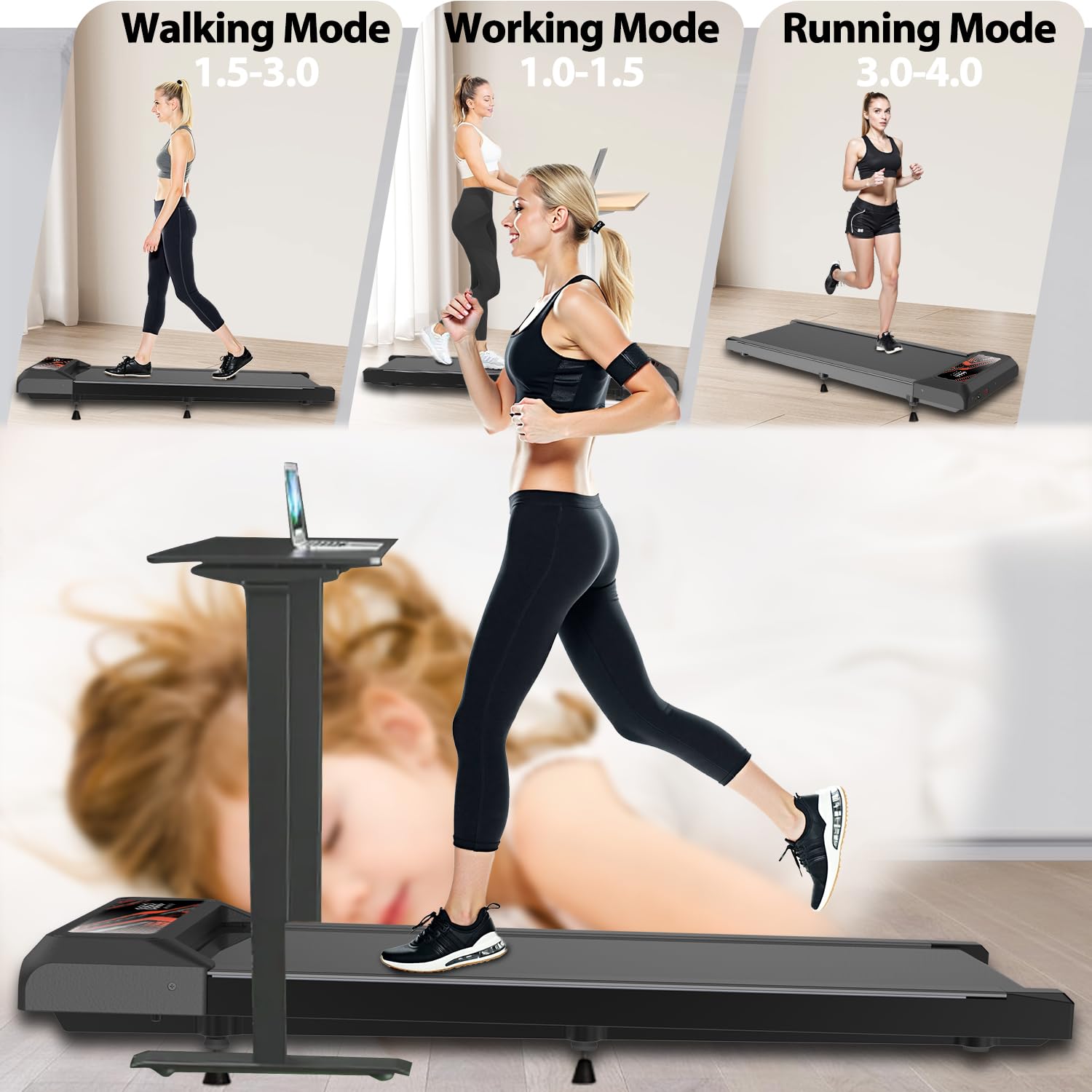 Maicifi Walking Pad Treadmill With Incline - Under Desk Treadmill 2.5Hp Low Noise,Portable Treadmills For Home, 2 In 1 Folding,
