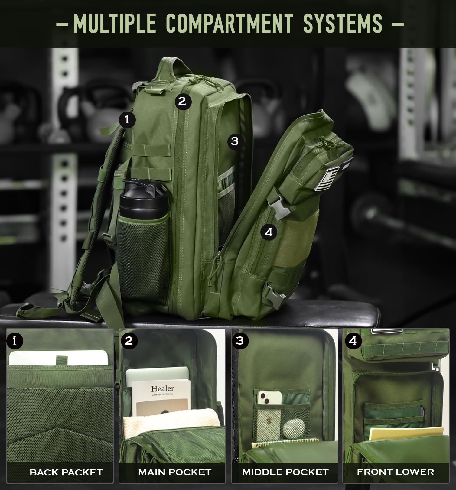 Saboos Gym Backpack For Women Tactical Military Outdoor Hiking Travel Camping Backpack Nylon Large Rucksack 45L