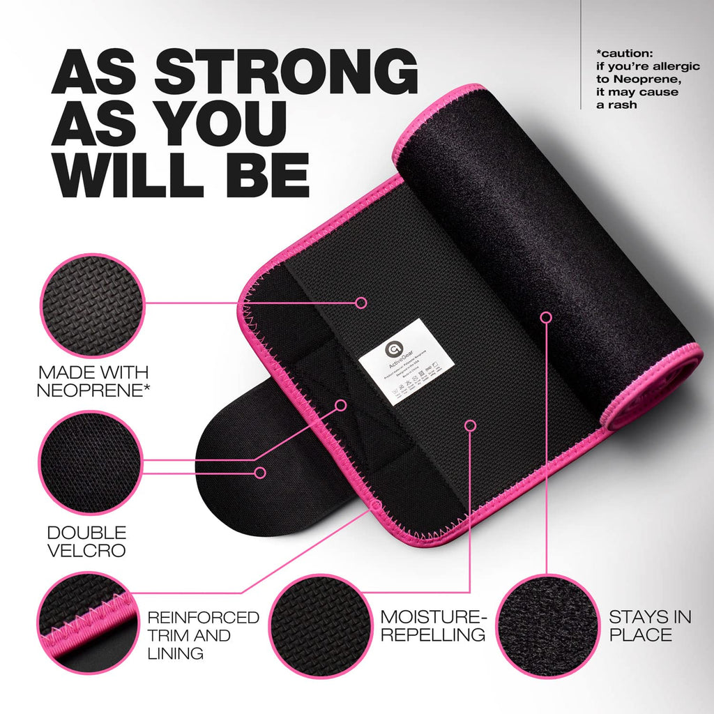 Activegear Waist Trainer For Women & Men - Sweat Band Waist Trimmer Belt For A Toned Look - Reinforced Trim And Hook & Loop Clos
