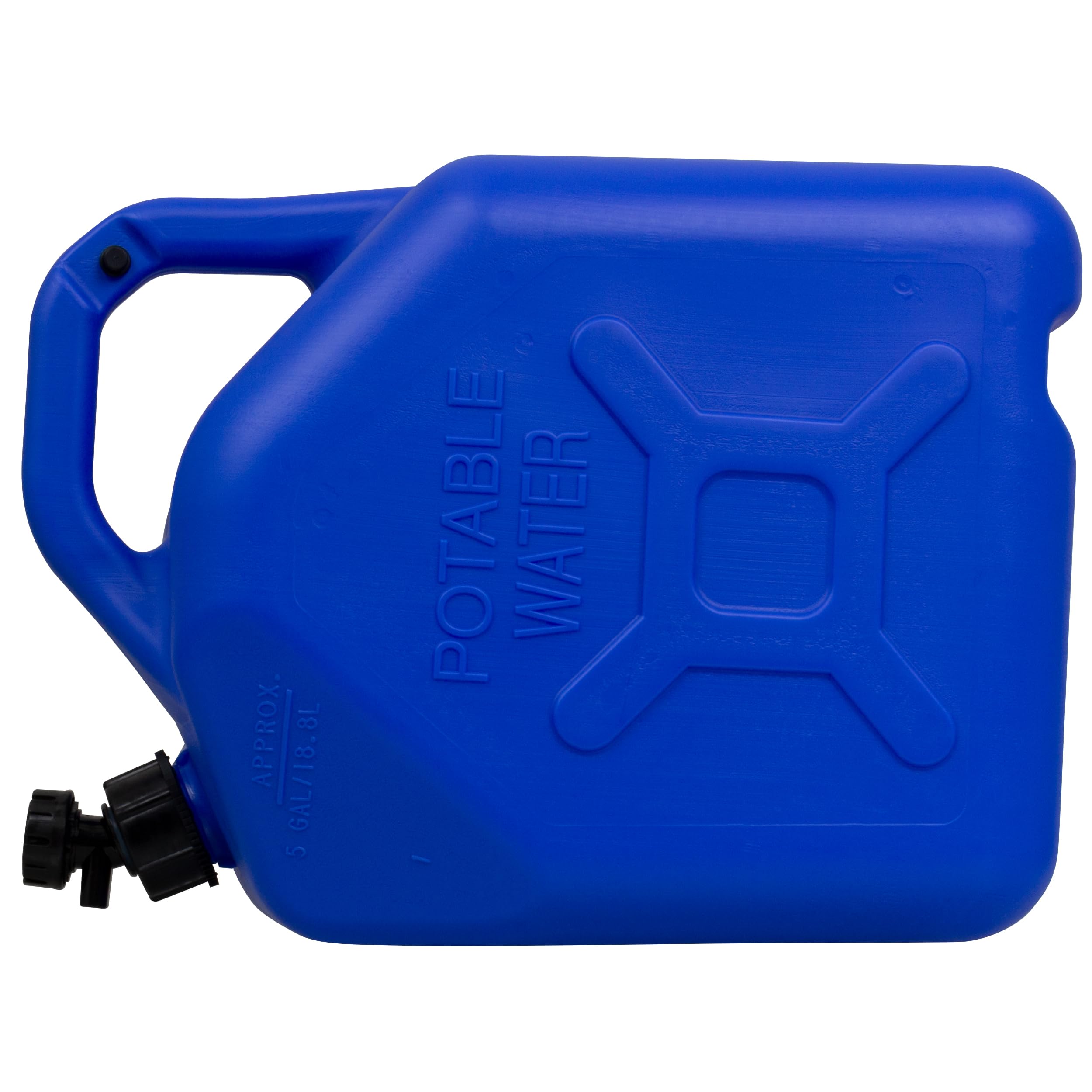 Scepter Flow Control 5 Gallon Water Jug With Spigot, Leak-Proof Heavy Duty Water Can For Camping Supplies, Storage, Hurricanes A