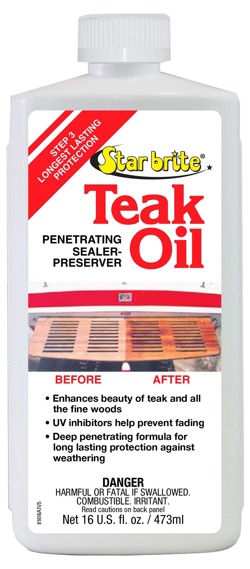 Star Brite Marine Grade Teak Oil - Long-Lasting, Uv-Resistant Wood Sealer & Preserver With Uv Protection For Boats, Outdoor Furn