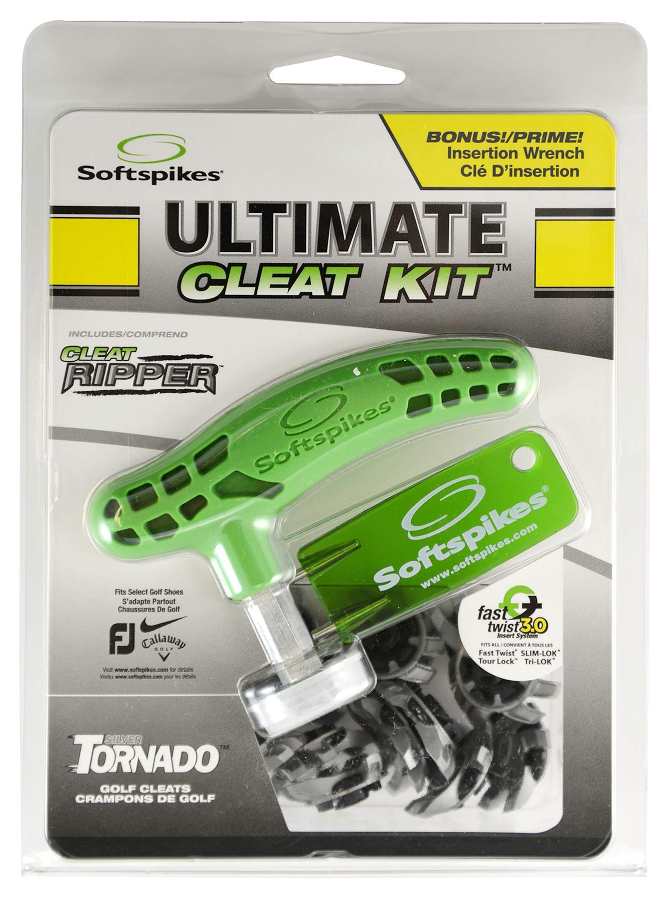 Pridesports Softspikes Ultimate Cleat Kit, Tornado Fast Twist 3.0 Black/Silver, Large