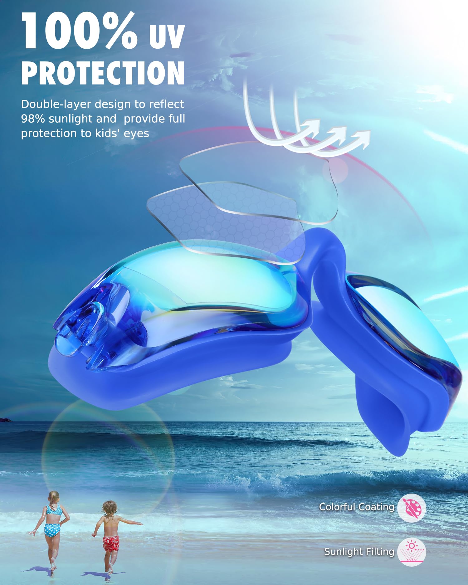 Aegend Swim Goggles Pack of 2 Swimming Goggles for Kids, Boys and Girls Age 3-14
