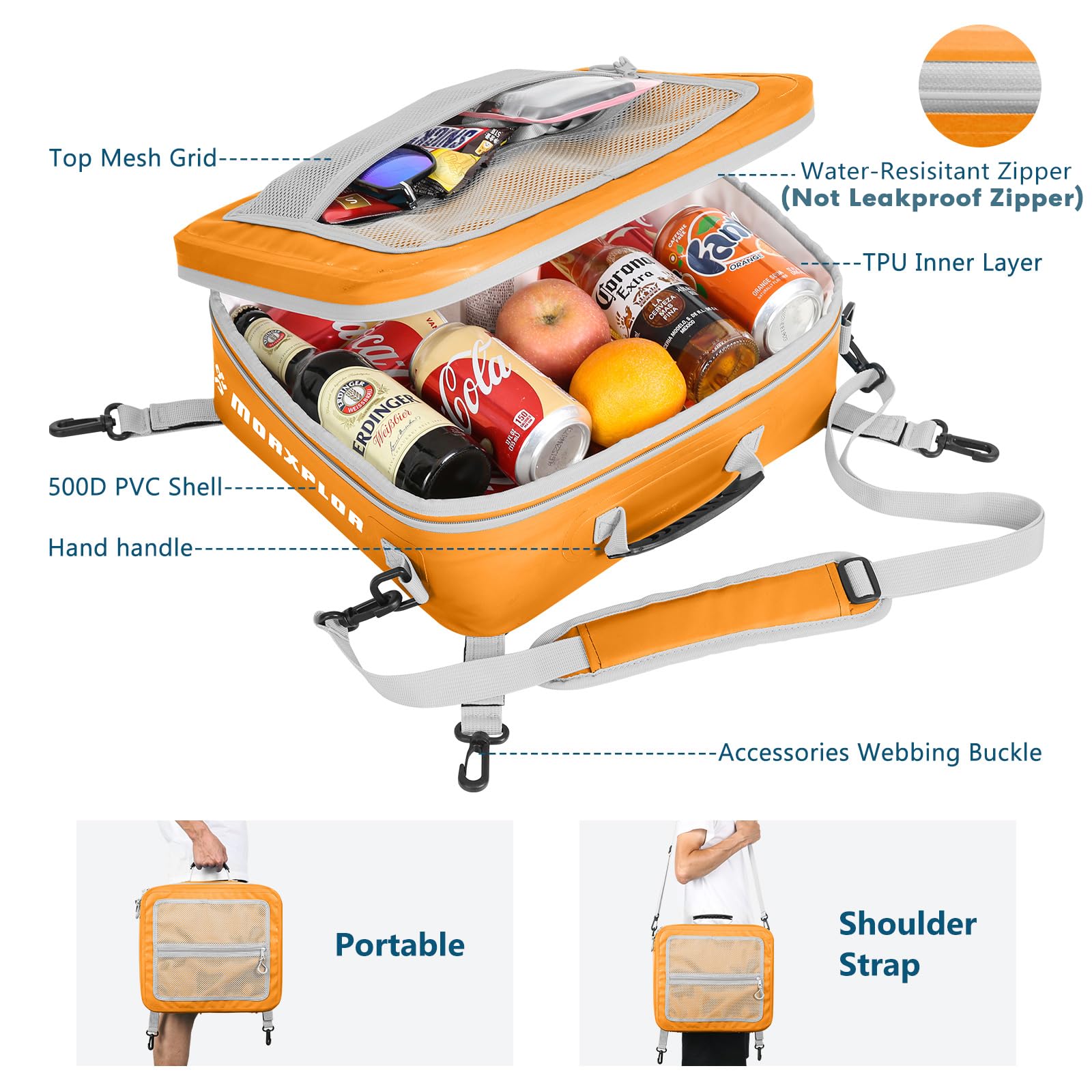 Morxplor Waterproof Pvc Paddleboard Cooler Deck Bag - 12 Can Soft Insulated Cooler For Paddleboarding, Camping, Kayaking
