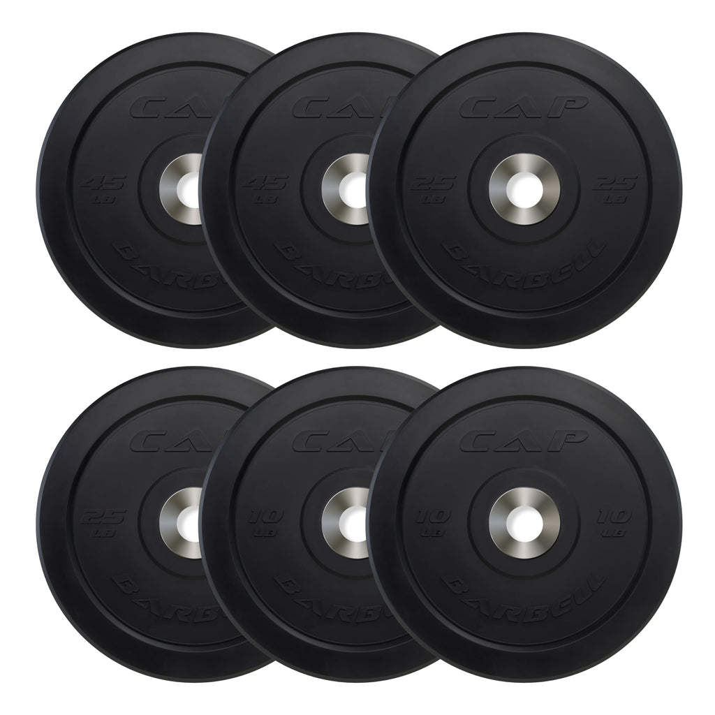 Cap Barbell 160 Lb Pro Olympic Bumper Plate Set, Black