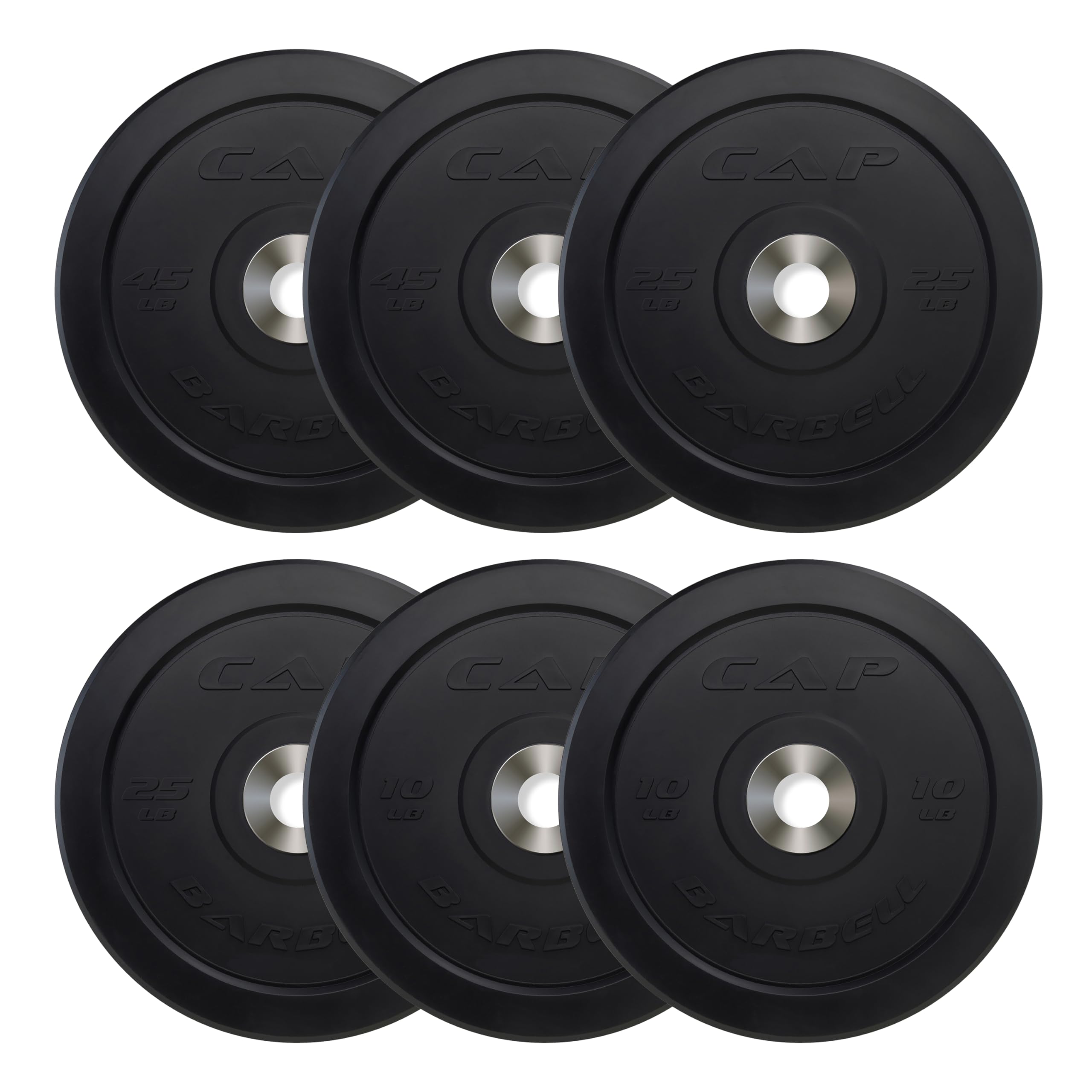 Cap Barbell 160 Lb Pro Olympic Bumper Plate Set, Black
