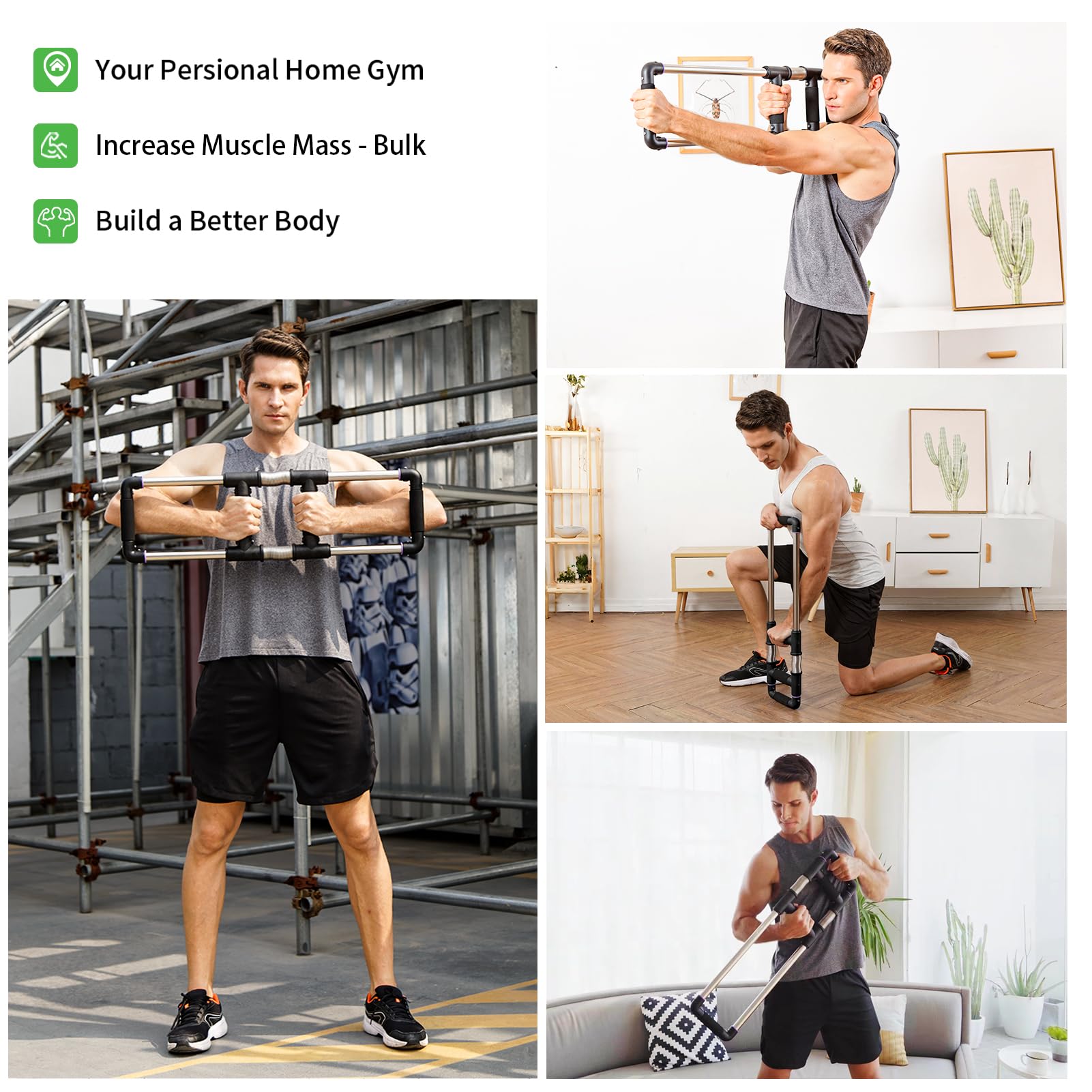 Gofitness Push Down Bar Machine - Chest Expander At Home Workout Equipment, Arm Exerciser - Portable Spring Resistance Exercise