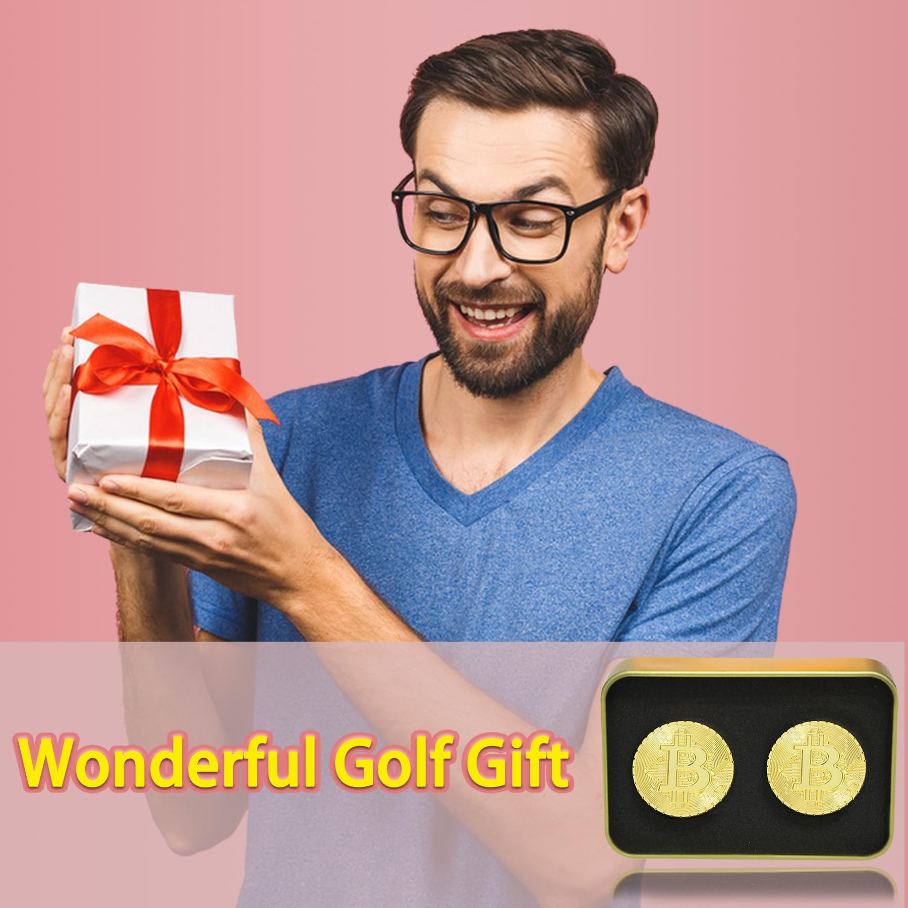 Lefeng 2Pcs Bitcoin Golf Ball Marker With Magnetic Hat Clips - Golf Accessories And Gift Ideas For Men And Women Golfer - Remova