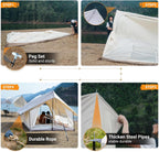 Kingcamp 6-8 Person Canvas Tent For Camping Waterproof & Windproof Cabin Tents With Large Mesh Windows, Easy Setup, All Season W