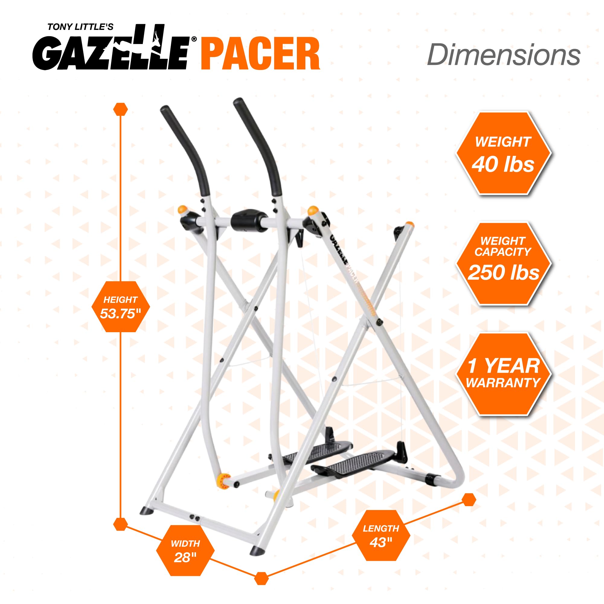 Gazelle Tony Little Pacer Total Body Fitness Workout Exercise Elliptical Glider Supports Up To 250 Pounds With Low Impact Design